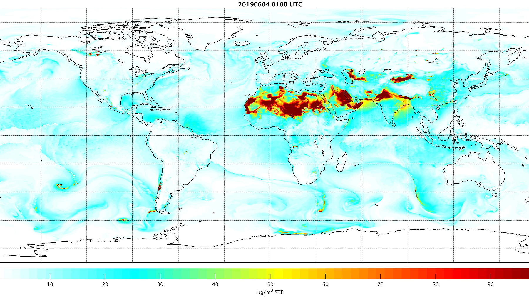 NASA GEOS-CF global forcast for total PM2.5